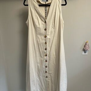 RIXO Ivory Button-Down Maxi Dress